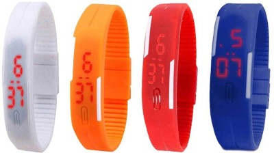 NS18 Silicone Led Magnet Band Combo of 4 White, Orange, Red And Blue Digital Watch  - For Boys & Girls   Watches  (NS18)