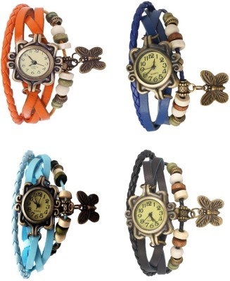 NS18 Vintage Butterfly Rakhi Combo of 4 Orange, Sky Blue, Blue And Black Watch  - For Women   Watches  (NS18)