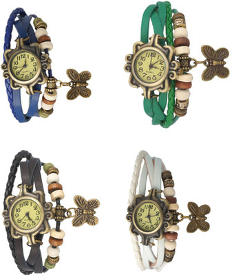

Kissu Vintage Rakhi Combo of 4 Blue, Black, Green And White Watch - For Women
