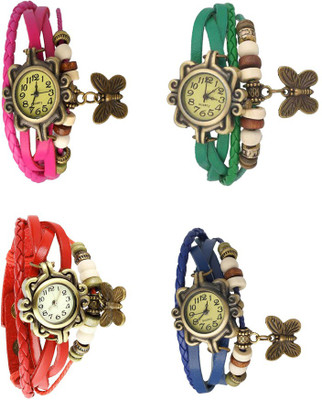 

NS18 Vintage Butterfly Rakhi Combo of 4 Pink, Red, Green And Blue Watch - For Women