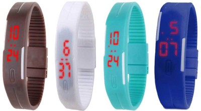 NS18 Silicone Led Magnet Band Combo of 4 Brown, White, Sky Blue And Blue Digital Watch  - For Boys & Girls   Watches  (NS18)