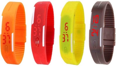 NS18 Silicone Led Magnet Band Combo of 4 Orange, Red, Yellow And Brown Digital Watch  - For Boys & Girls   Watches  (NS18)