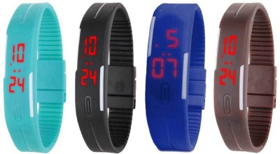 NS18 Silicone Led Magnet Band Combo of 4 Sky Blue, Black, Blue And Brown Digital Watch  - For Boys & Girls   Watches  (NS18)