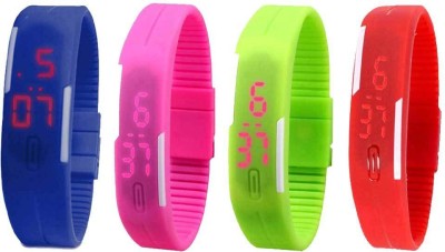 NS18 Silicone Led Magnet Band Watch Combo of 4 Blue, Pink, Green And Red Digital Watch  - For Couple   Watches  (NS18)