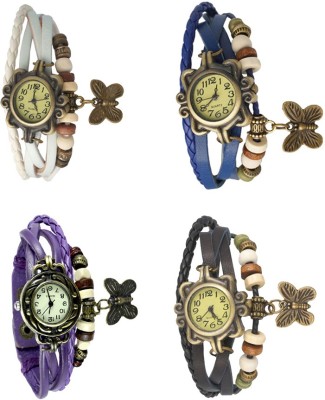 NS18 Vintage Butterfly Rakhi Combo of 4 White, Purple, Blue And Black Analog Watch  - For Women   Watches  (NS18)