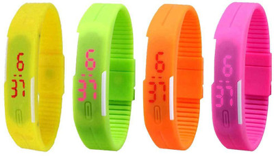 

Kissu Led Magnet Band Combo of 4 Yellow, Green, Orange And Pink Watch - For Men & Women