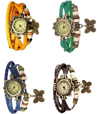 NS18 Vintage Butterfly Rakhi Combo of 4 Yellow, Blue, Green And Brown Analog Watch  - For Women   Watches  (NS18)