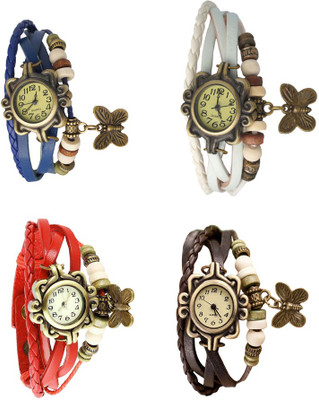 

NS18 Vintage Butterfly Rakhi Combo of 4 Blue, Red, White And Brown Watch - For Women