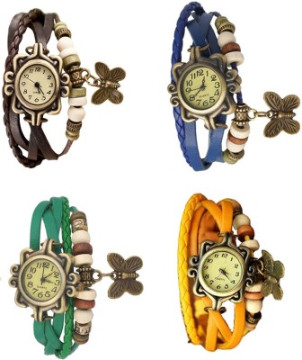 NS18 Vintage Butterfly Rakhi Combo of 4 Brown, Green, Blue And Yellow Analog Watch  - For Women   Watches  (NS18)