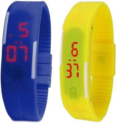 

NS18 Silicone Led Magnet Band Set of 2 Blue And Yellow Watch - For Boys & Girls