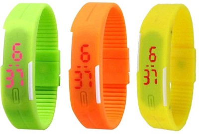 NS18 Silicone Led Magnet Band Combo of 3 Green, Orange And Yellow Digital Watch  - For Boys & Girls   Watches  (NS18)