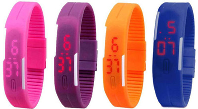 

Kissu Led Magnet Band Combo of 4 Pink, Purple, Orange And Blue Watch - For Men & Women