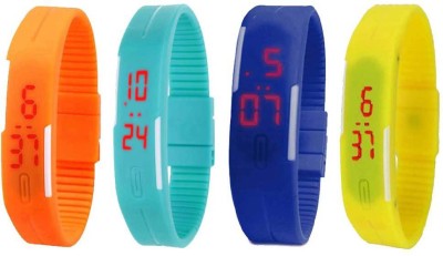 NS18 Silicone Led Magnet Band Combo of 4 Orange, Sky Blue, Blue And Yellow Digital Watch  - For Boys & Girls   Watches  (NS18)