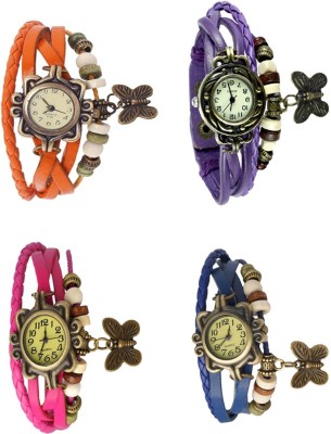 NS18 Vintage Butterfly Rakhi Combo of 4 Orange, Pink, Purple And Blue Analog Watch  - For Women   Watches  (NS18)