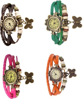 NS18 Vintage Butterfly Rakhi Combo of 4 Brown, Pink, Green And Orange Analog Watch  - For Women   Watches  (NS18)