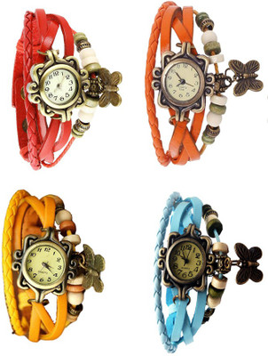 

Kissu Vintage Rakhi Combo of 4 Red, Yellow, Orange And Sky Blue Watch - For Women