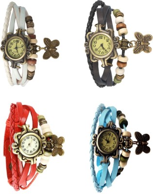 NS18 Vintage Butterfly Rakhi Combo of 4 White, Red, Black And Sky Blue Analog Watch  - For Women   Watches  (NS18)