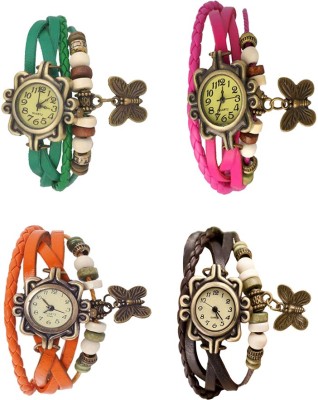 NS18 Vintage Butterfly Rakhi Combo of 4 Green, Orange, Pink And Brown Analog Watch  - For Women   Watches  (NS18)
