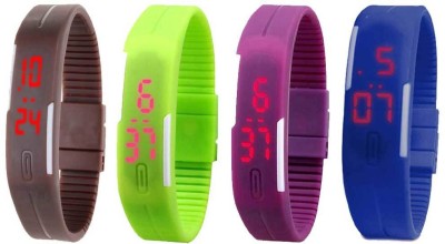 NS18 Silicone Led Magnet Band Combo of 4 Brown, Green, Purple And Blue Digital Watch  - For Boys & Girls   Watches  (NS18)