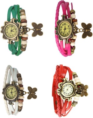 NS18 Vintage Butterfly Rakhi Combo of 4 Green, White, Pink And Red Analog Watch  - For Women   Watches  (NS18)