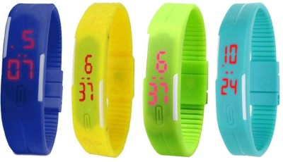 NS18 Silicone Led Magnet Band Watch Combo of 4 Blue, Yellow, Green And Sky Blue Digital Watch  - For Couple   Watches  (NS18)
