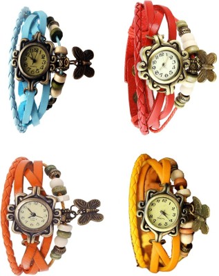 NS18 Vintage Butterfly Rakhi Combo of 4 Sky Blue, Orange, Red And Yellow Analog Watch  - For Women   Watches  (NS18)