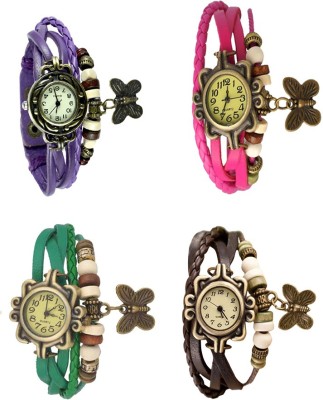 NS18 Vintage Butterfly Rakhi Combo of 4 Purple, Green, Pink And Brown Analog Watch  - For Women   Watches  (NS18)