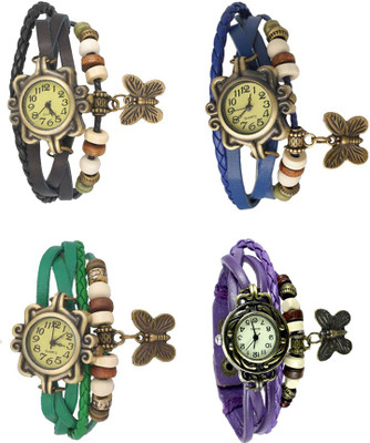 

Kissu Vintage Rakhi Combo of 4 Black, Green, Blue And Purple Watch - For Women