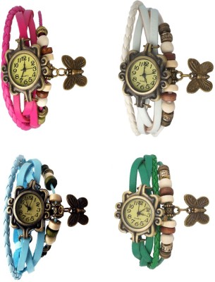 NS18 Vintage Butterfly Rakhi Combo of 4 Pink, Sky Blue, White And Green Analog Watch  - For Women   Watches  (NS18)