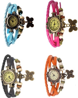 NS18 Vintage Butterfly Rakhi Combo of 4 Sky Blue, Black, Pink And Orange Analog Watch  - For Women   Watches  (NS18)