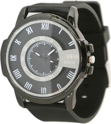 V9 Black Dial Strap Watch  - For Men   Watches  (V9)