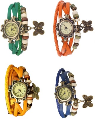 NS18 Vintage Butterfly Rakhi Combo of 4 Green, Yellow, Orange And Blue Analog Watch  - For Women   Watches  (NS18)