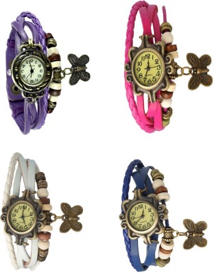 NS18 Vintage Butterfly Rakhi Combo of 4 Purple, White, Pink And Blue Analog Watch  - For Women   Watches  (NS18)
