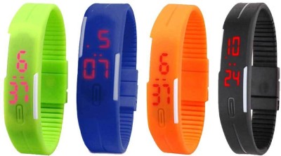 NS18 Silicone Led Magnet Band Combo of 4 Green, Blue, Orange And Black Digital Watch  - For Boys & Girls   Watches  (NS18)
