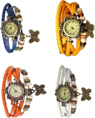 NS18 Vintage Butterfly Rakhi Combo of 4 Blue, Orange, Yellow And White Analog Watch  - For Women   Watches  (NS18)