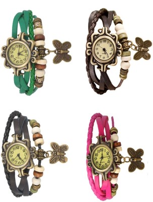 NS18 Vintage Butterfly Rakhi Combo of 4 Green, Black, Brown And Pink Analog Watch  - For Women   Watches  (NS18)