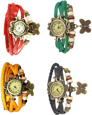 

NS18 Vintage Butterfly Rakhi Combo of 4 Red, Yellow, Green And Black Watch - For Women