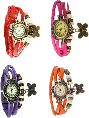 NS18 Vintage Butterfly Rakhi Combo of 4 Red, Purple, Pink And Orange Analog Watch  - For Women   Watches  (NS18)