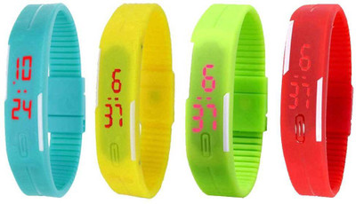 

Kissu Led Magnet Band Combo of 4 Sky Blue, Yellow, Green And Red Watch - For Men & Women