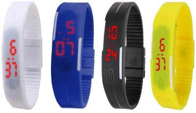 NS18 Silicone Led Magnet Band Combo of 4 White, Blue, Black And Yellow Digital Watch  - For Boys & Girls   Watches  (NS18)