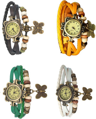 

NS18 Vintage Butterfly Rakhi Combo of 4 Black, Green, Yellow And White Watch - For Women