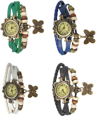

Kissu Vintage Rakhi Combo of 4 Green, White, Blue And Black Watch - For Women