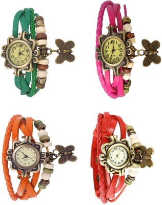 NS18 Vintage Butterfly Rakhi Combo of 4 Green, Orange, Pink And Red Analog Watch  - For Women   Watches  (NS18)