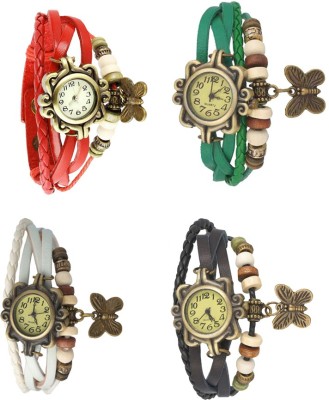NS18 Vintage Butterfly Rakhi Combo of 4 Red, White, Green And Black Analog Watch  - For Women   Watches  (NS18)