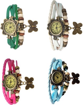 NS18 Vintage Butterfly Rakhi Combo of 4 Green, Pink, White And Sky Blue Analog Watch  - For Women   Watches  (NS18)