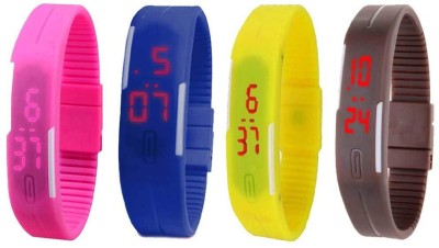 NS18 Silicone Led Magnet Band Combo of 4 Pink, Blue, Yellow And Brown Digital Watch  - For Boys & Girls   Watches  (NS18)