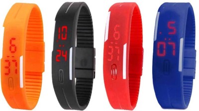 NS18 Silicone Led Magnet Band Combo of 4 Orange, Black, Red And Blue Digital Watch  - For Boys & Girls   Watches  (NS18)