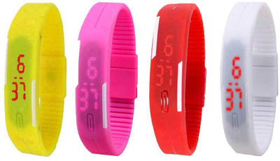 

Kissu Led Magnet Band Combo of 4 Yellow, Pink, Red And White Watch - For Men & Women