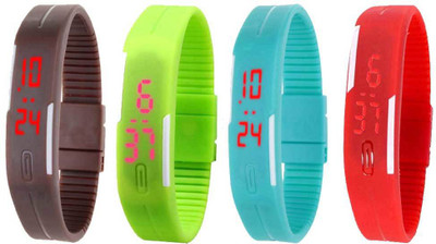 

Kissu Led Magnet Band Combo of 4 Brown, Green, Sky Blue And Red Watch - For Men & Women