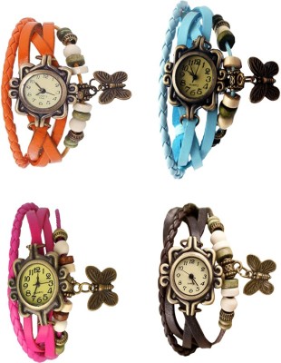 NS18 Vintage Butterfly Rakhi Combo of 4 Orange, Pink, Sky Blue And Brown Analog Watch  - For Women   Watches  (NS18)
